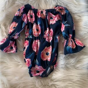 Charming Floral Bodysuit in Navy and Pink